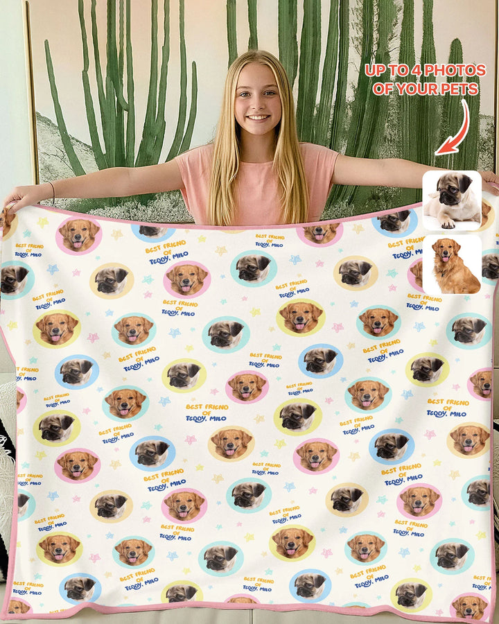 Best Friend Custom Name And Pet Photos Bamboo Blanket