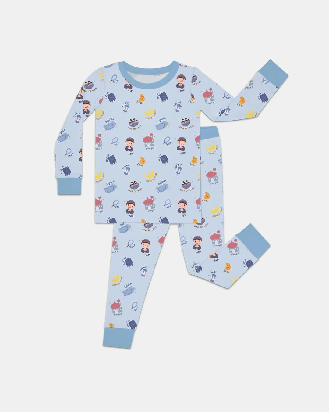 Cute Ramadhan Mubarak Bamboo Two Piece Long Sleeve Pajama Set