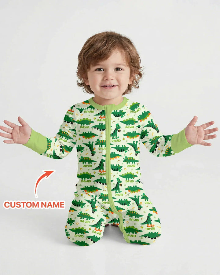 St. Patrick's Day Dinosaurs Custom Bamboo Convertible Zippy