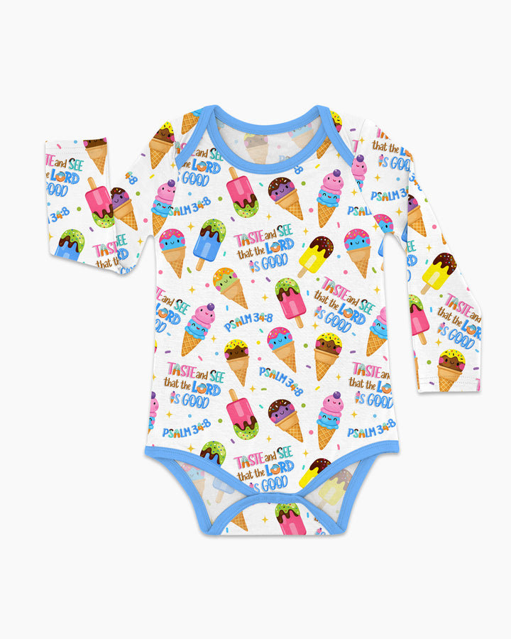 Jesus Summer Ice Cream Taste and See That The Lord Is Good Bamboo Bodysuit