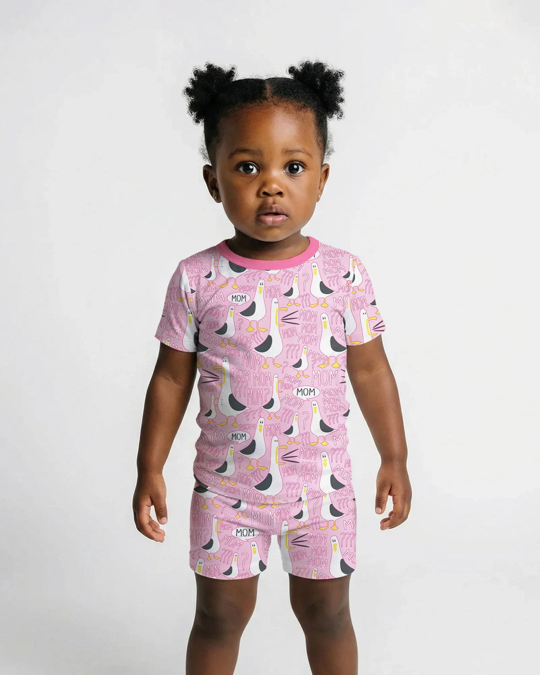 Funny Seagull MOM Two Piece Short Sleeve Shorts Pajama Set