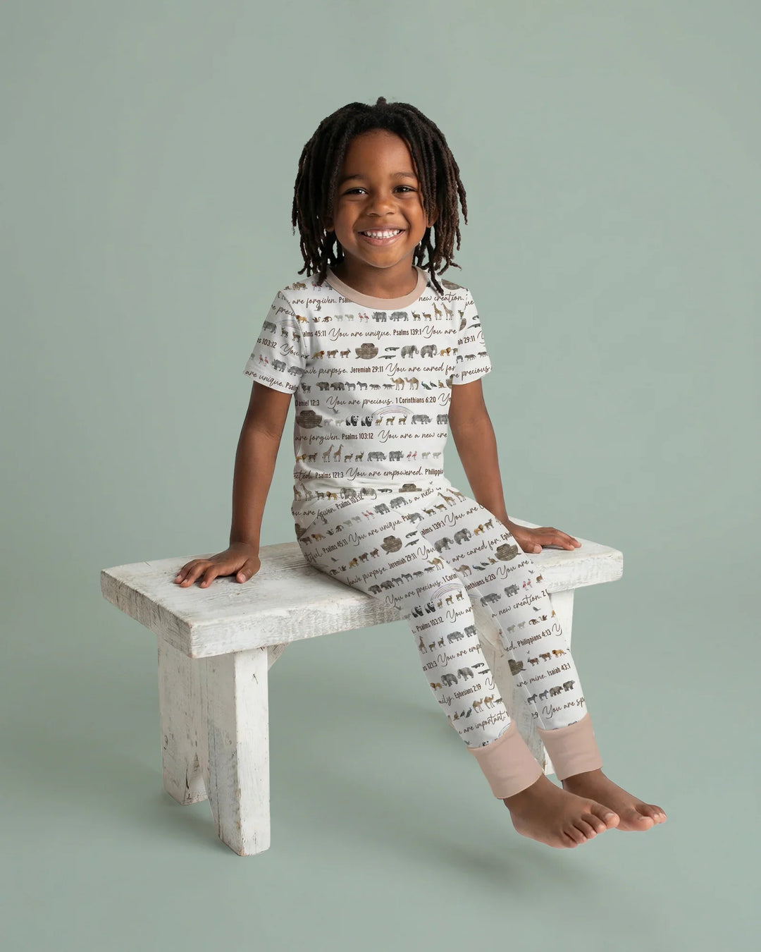 Biblical Noah's Ark Bamboo Two Piece Short Sleeve Pajama Set