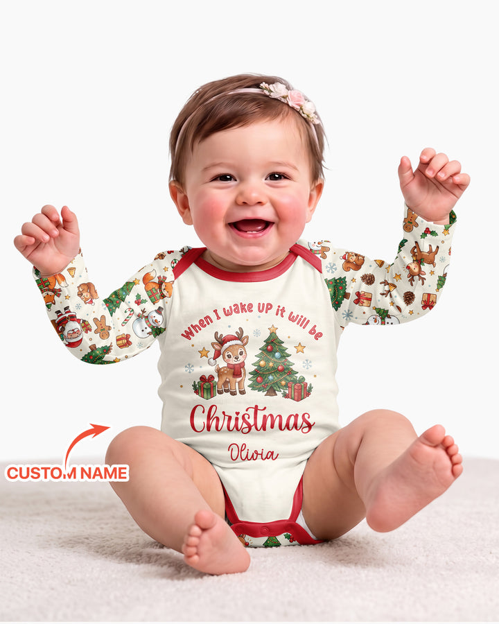 Custom Name When I Wake Up It's Will Be Christmas Bamboo Bodysuit
