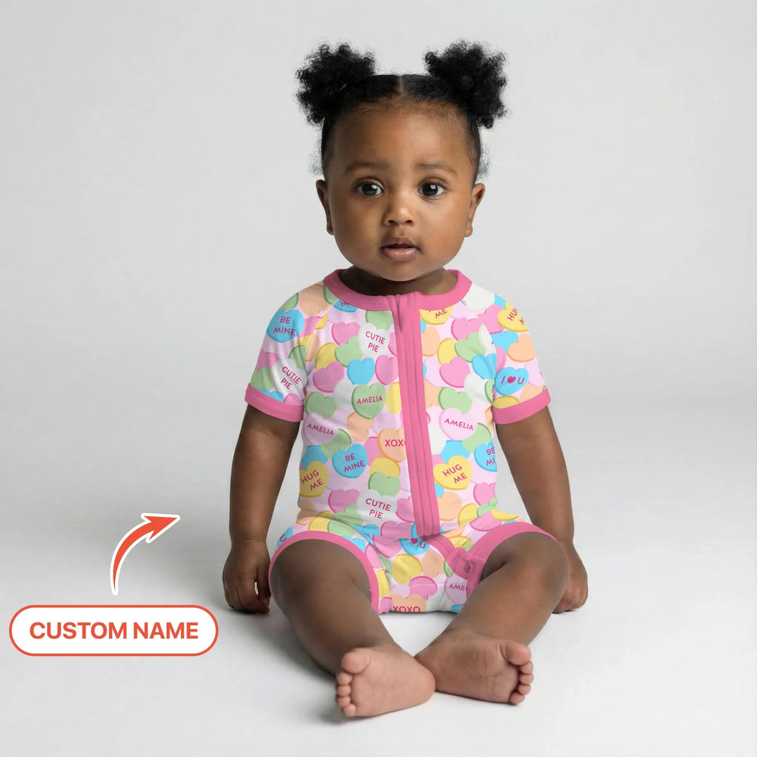 Valentine Candy Crush Family Matching Bamboo Shorty Zippy