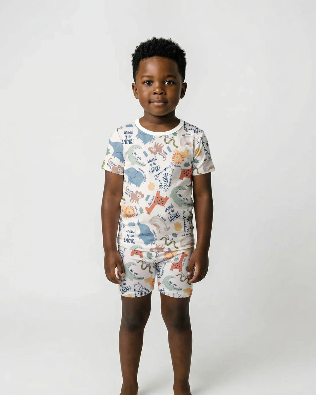 Funny African Animals Bamboo Two Piece Short Sleeve Shorts Pajama Set