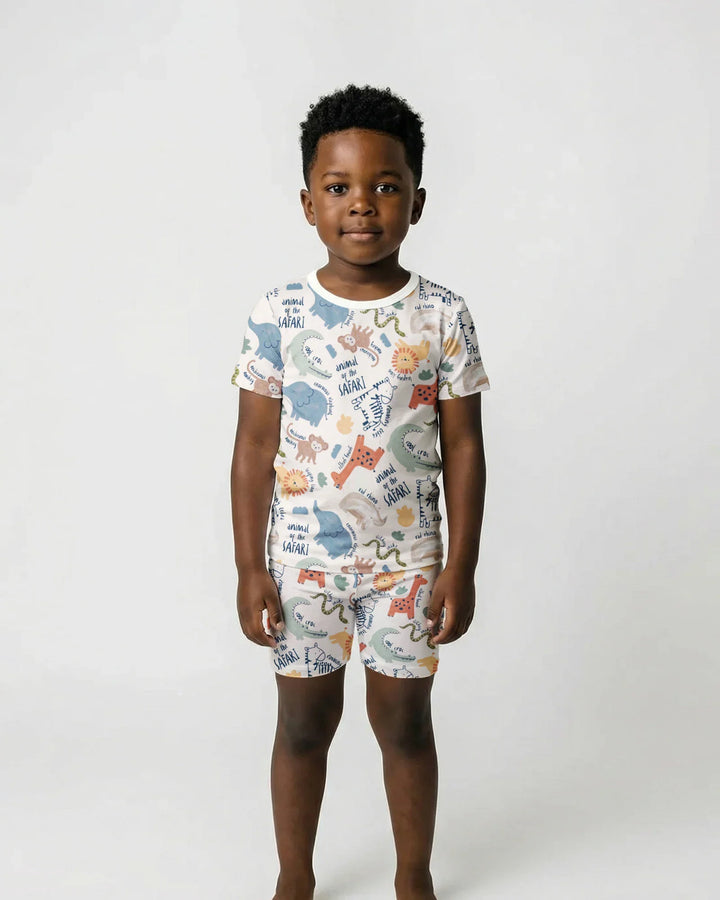 Funny African Animals Bamboo Two Piece Short Sleeve Shorts Pajama Set