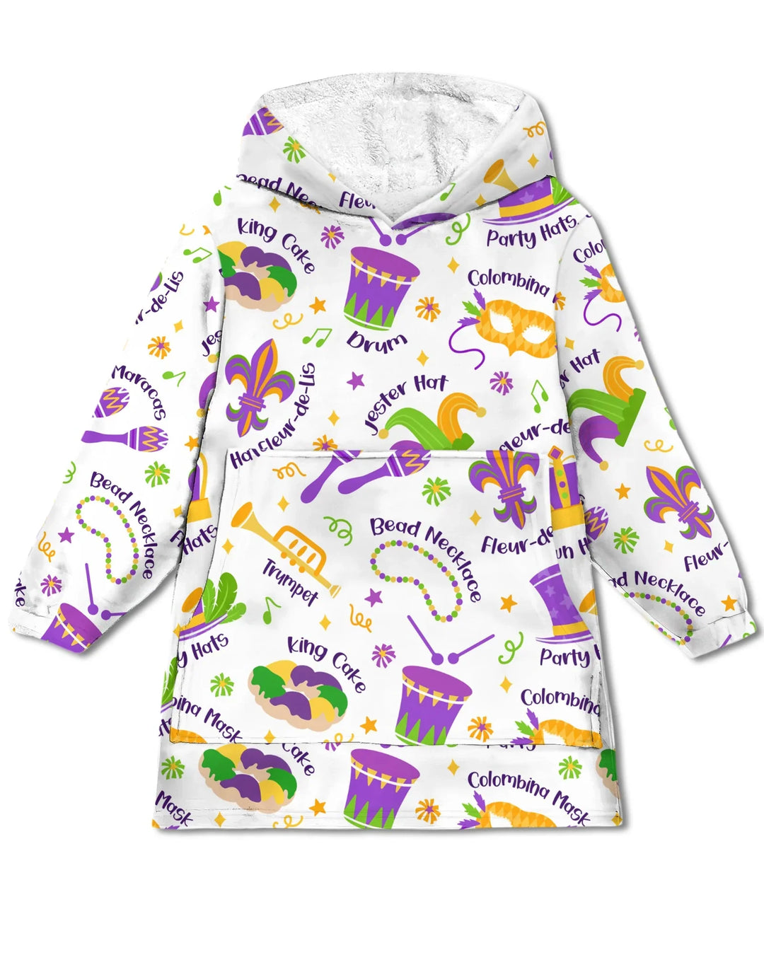 Mardi Gras Family Matching Bamboo Blanket Hoodie