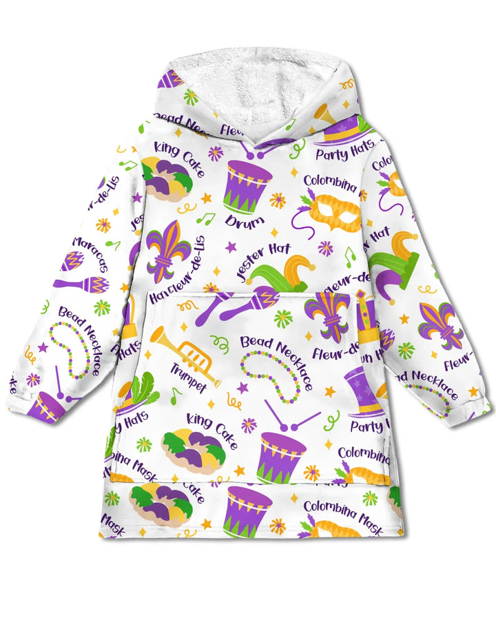 Mardi Gras Family Matching Bamboo Blanket Hoodie