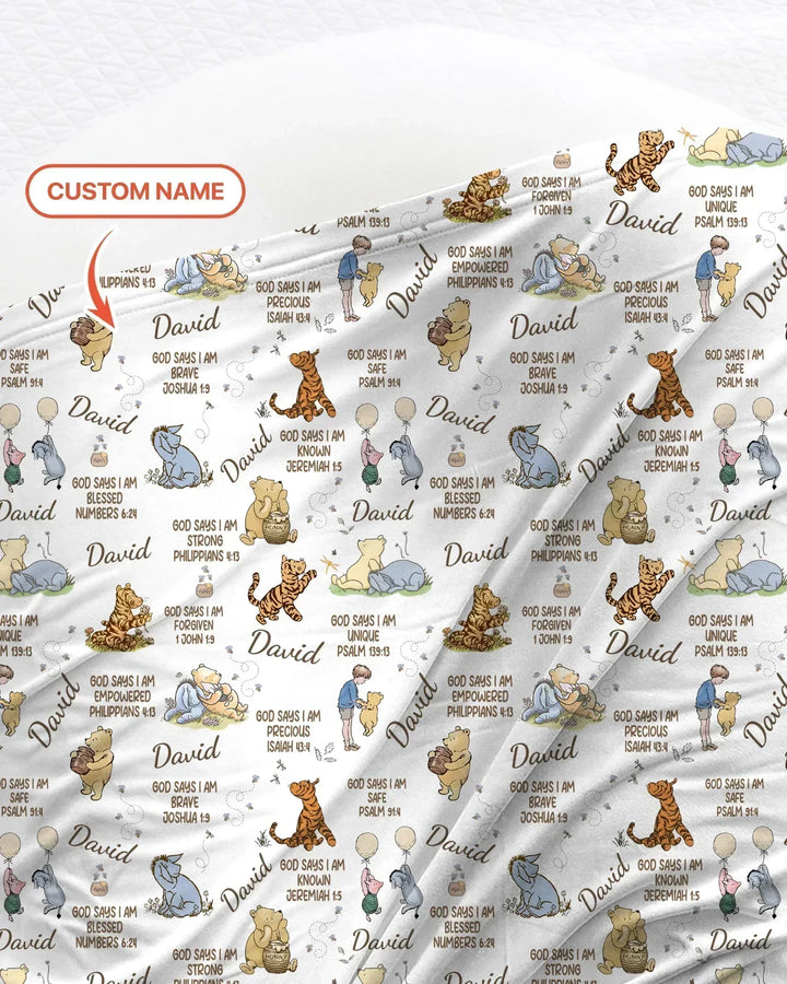 Custom Name God Says I Am Classic Bear swaddle blanket