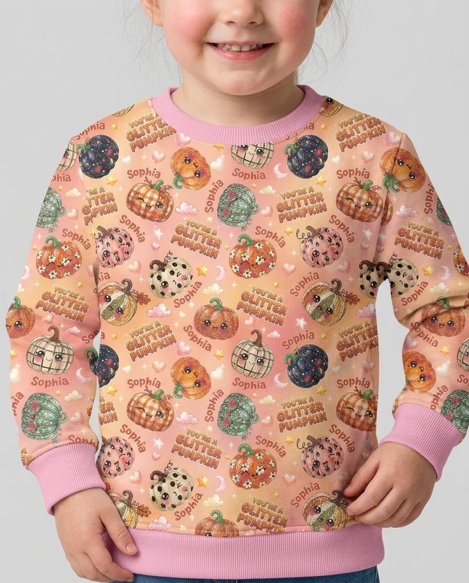 Custom Name You're A Glitter Pumpkin Bamboo Crewneck Sweatshirt