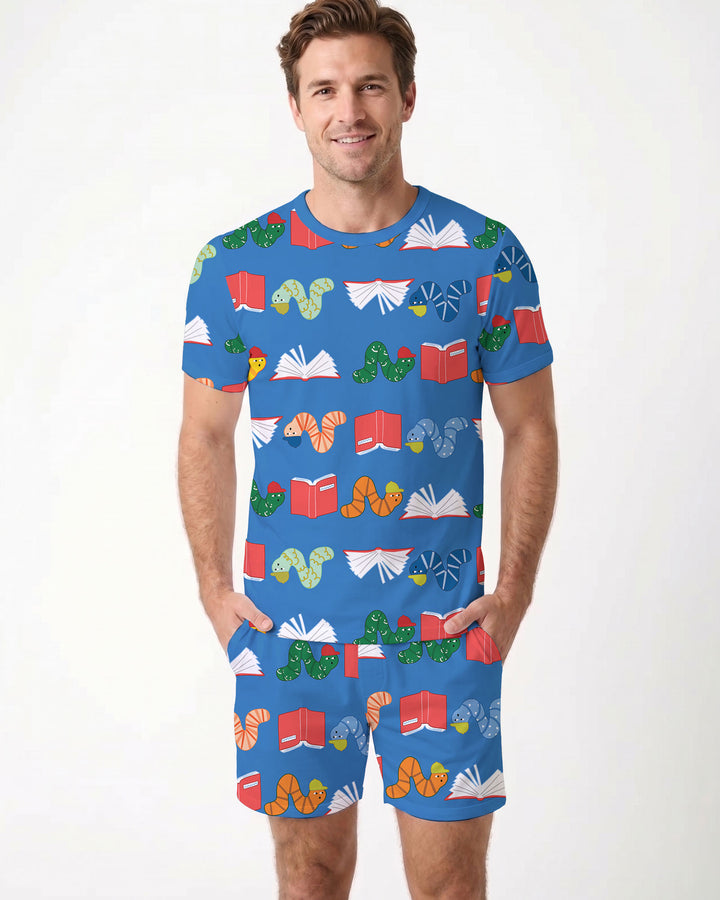 Bookworm Family Matching Bamboo Men Short Sleeve Short Pajama Set