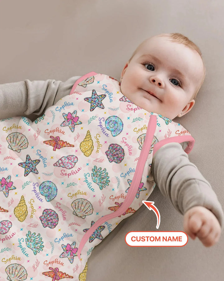 Custom Name Seaside Wildflower Summer Bamboo Sleep Bag