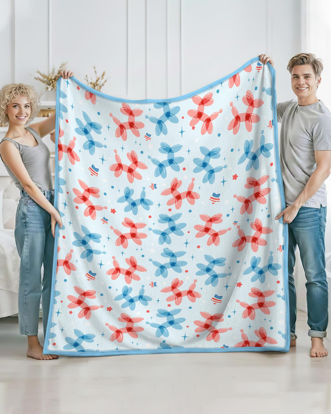 American Balloon Dog Party Bamboo Blanket