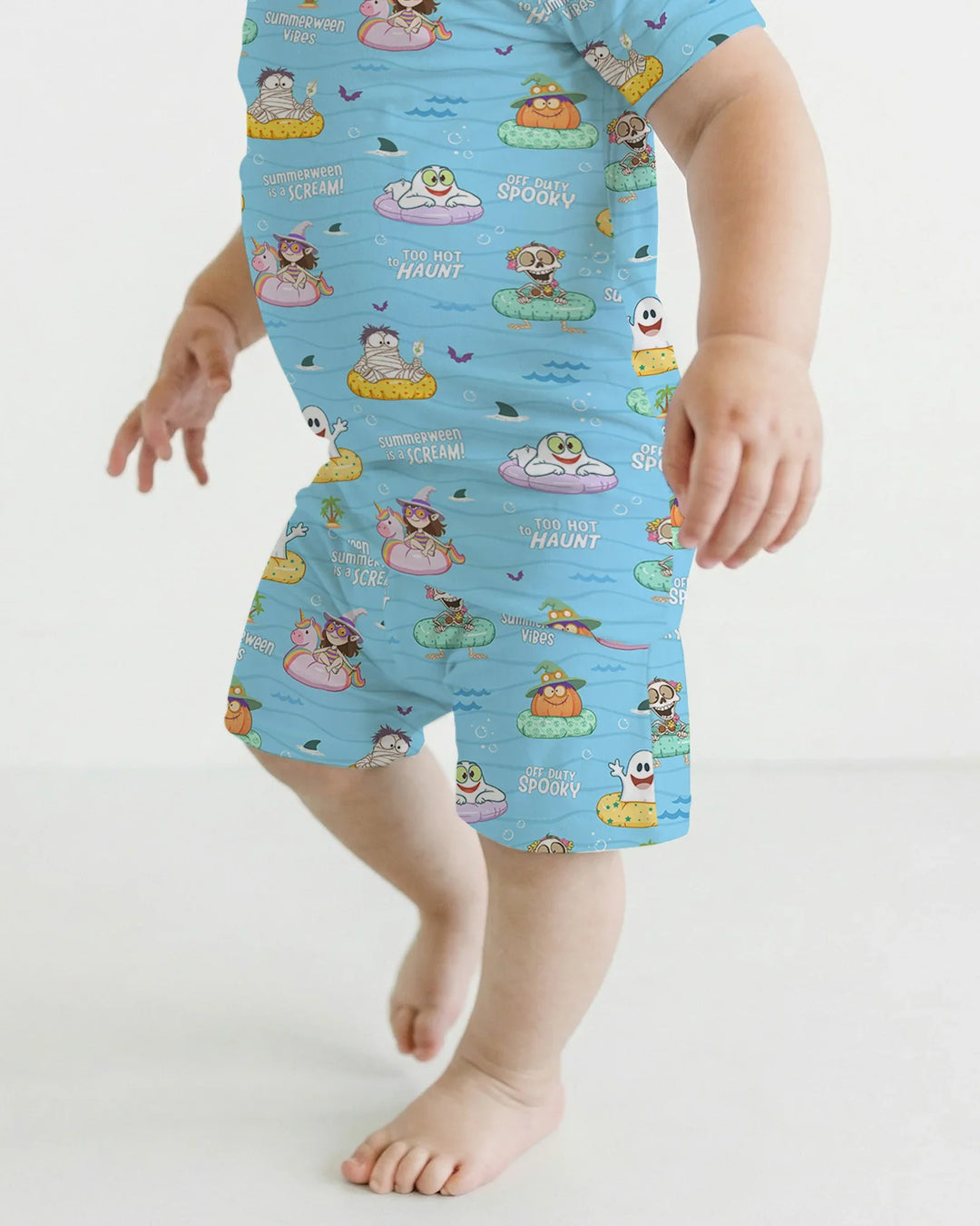 Summerween Cartoon Bamboo Two Piece Short Sleeve Shorts Pajama Set