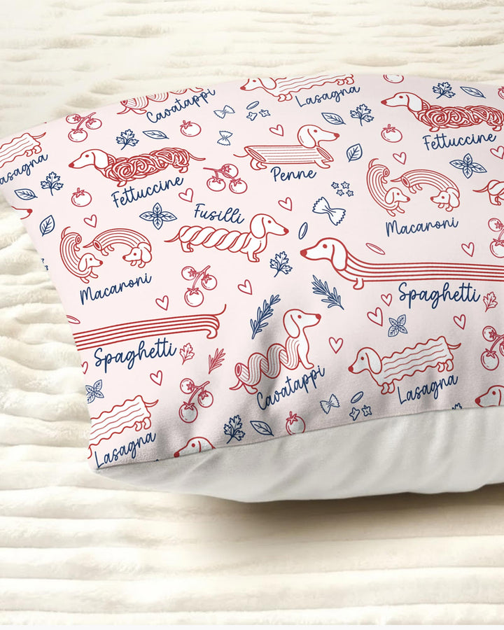 Funny Dachshund Pasta Pups Bamboo Pillow Case