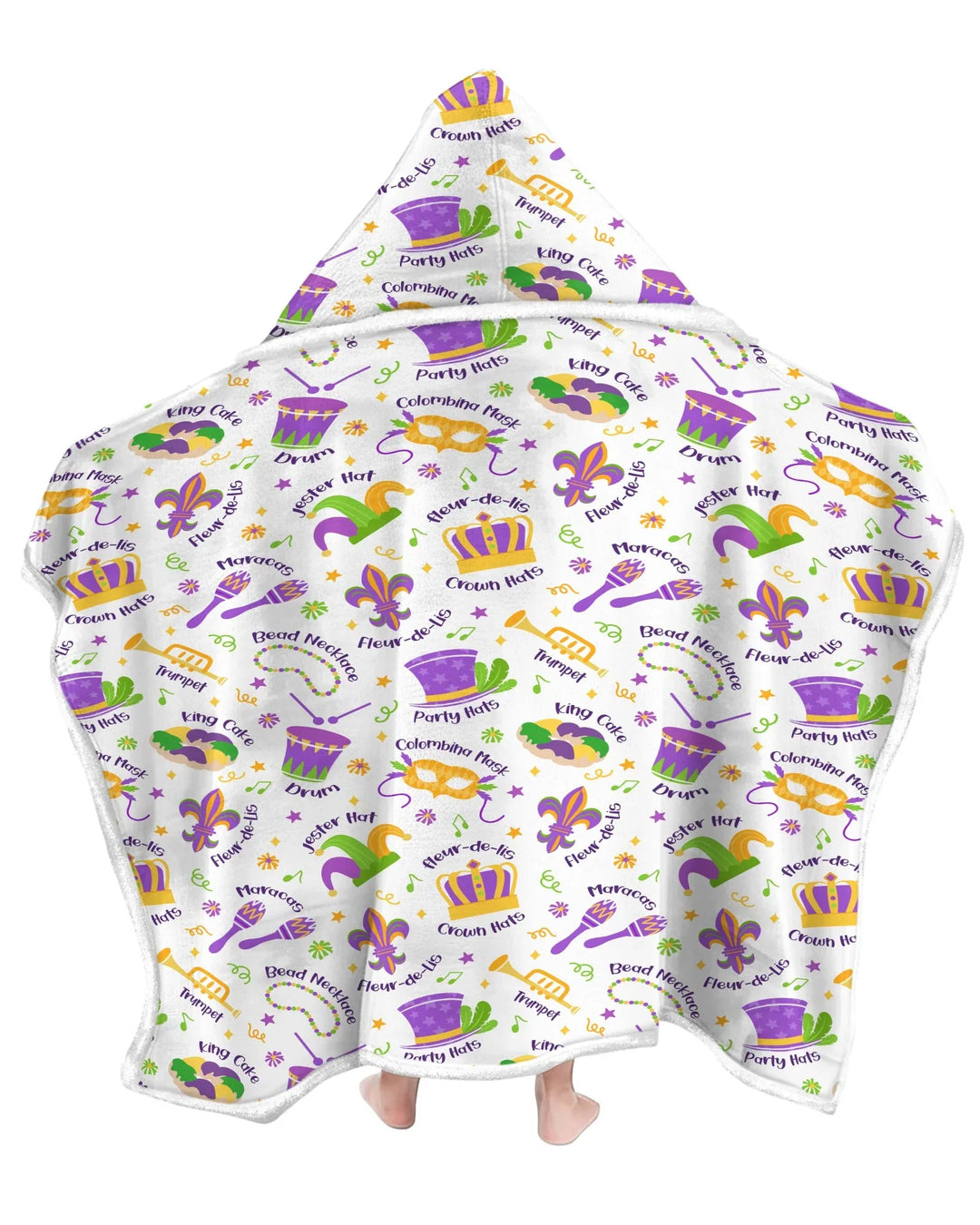 Mardi Gras Family Matching Bamboo Wearable Hooded Blanket