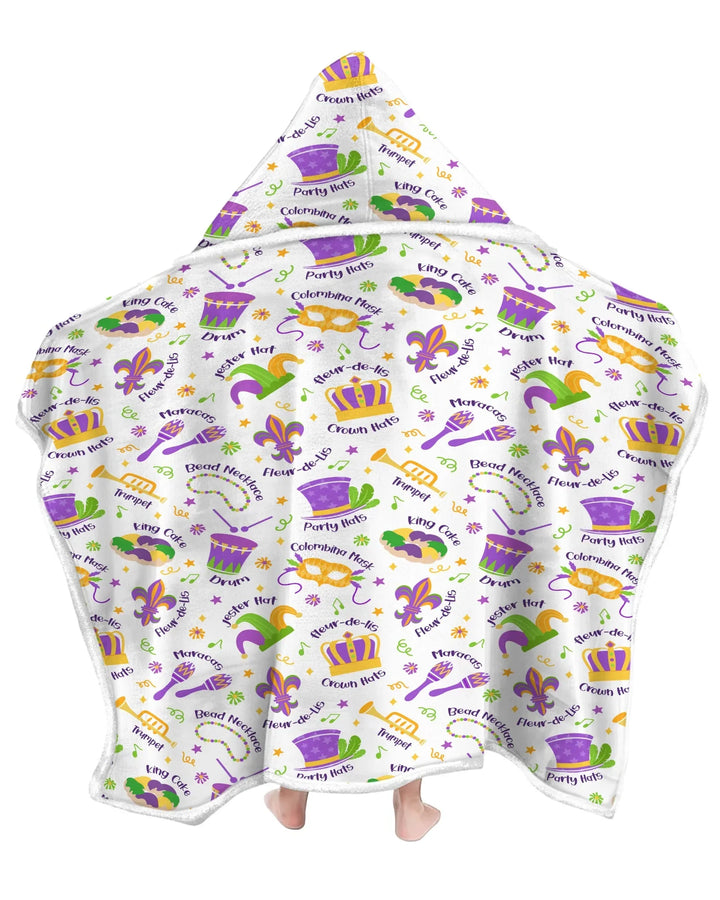 Mardi Gras Family Matching Bamboo Wearable Hooded Blanket