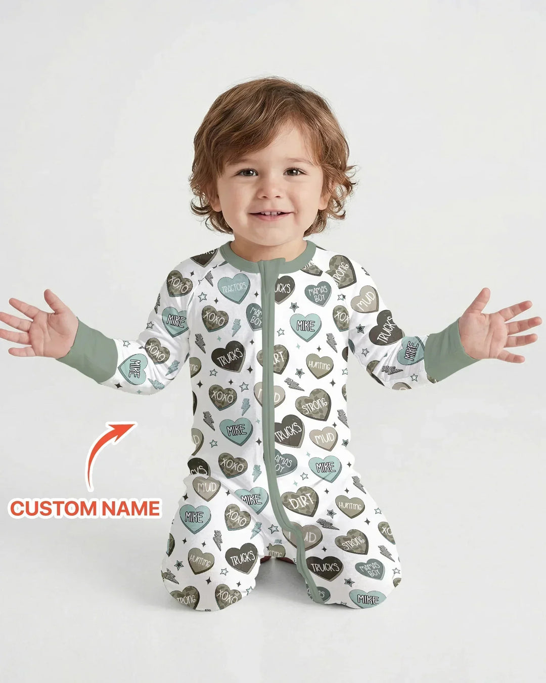 Personalized Camo Candy Hearts Bamboo Convertible Zippy