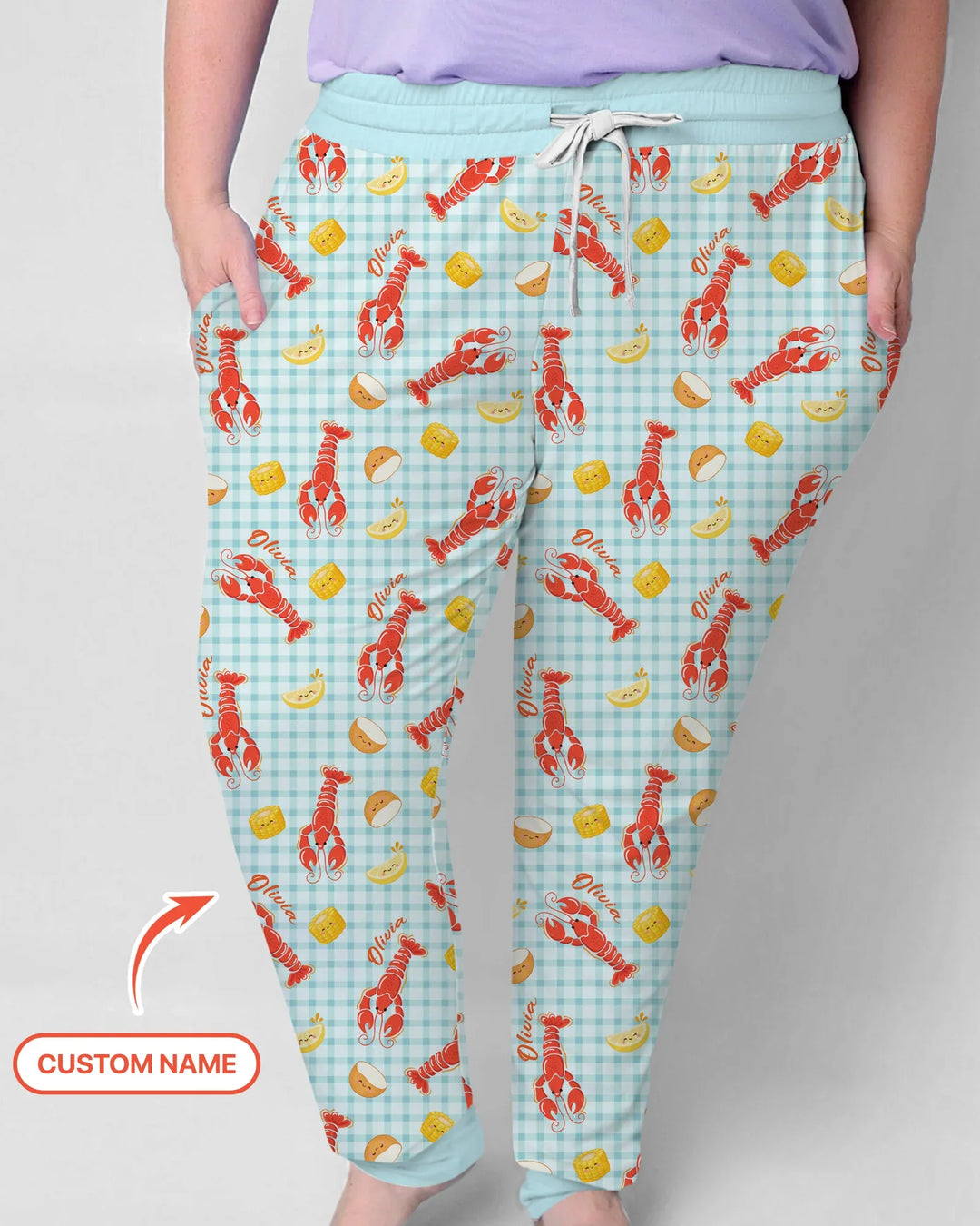 Custom Name Preppy Crawfish Season Bamboo Women Pajama Set