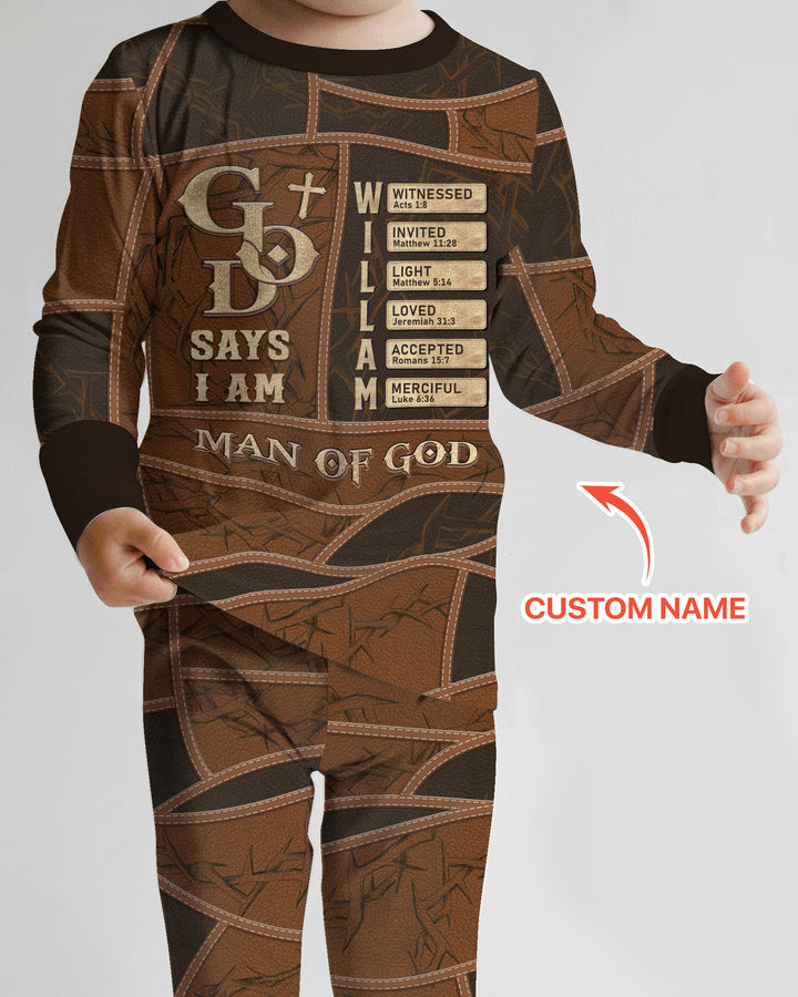 Personalized God Says I Am Letter In Bible Bamboo Two Piece Long Sleeve Pajama Set
