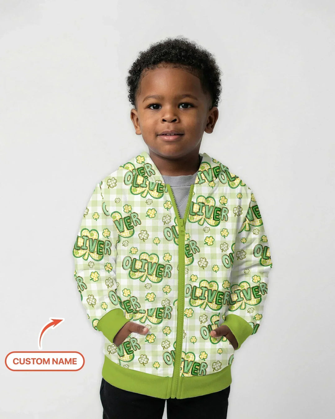 Lucky Shamrock Custom Name Bamboo Zip Hoodie