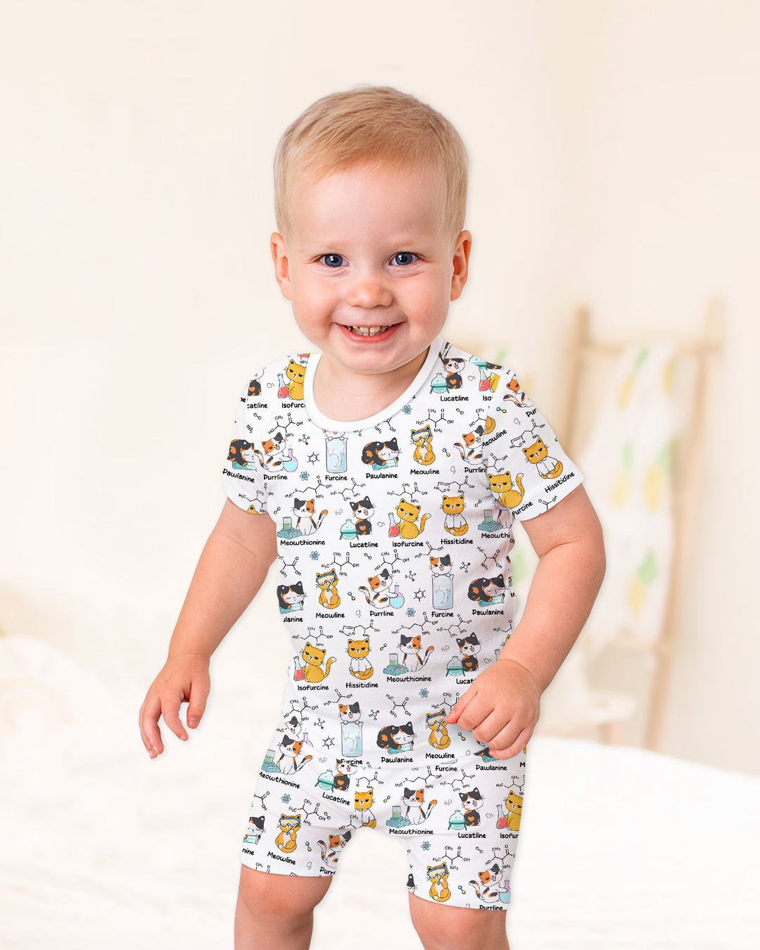 Biochemistry Cat Bamboo Two Piece Short Sleeve Shorts Pajama Set
