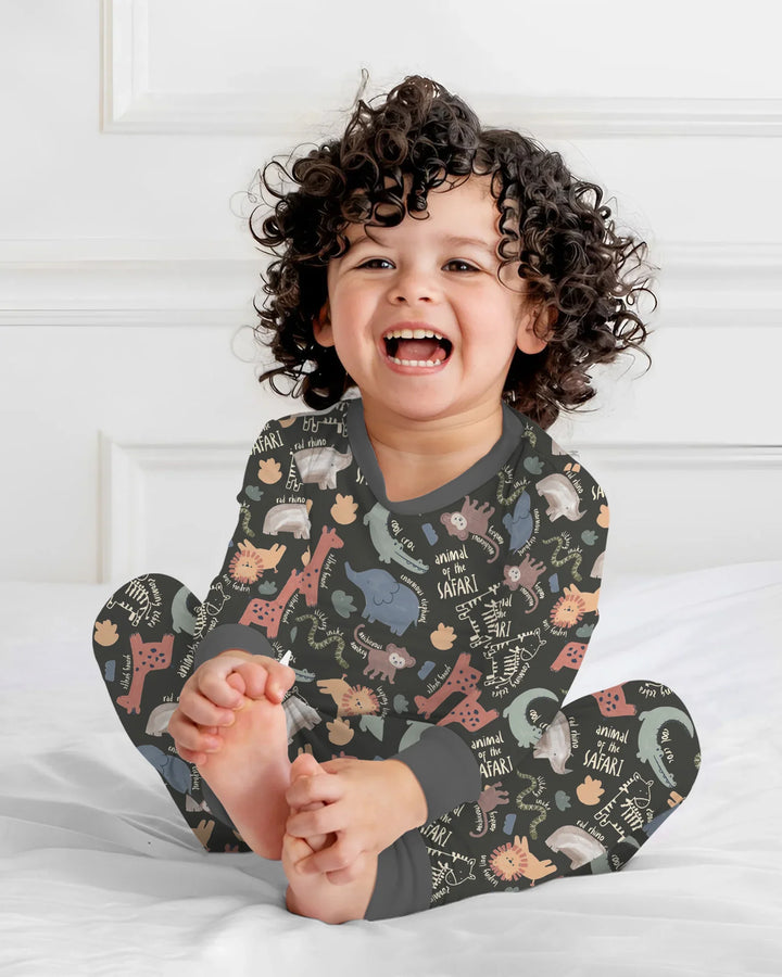 Funny African Animals Bamboo Two Piece Long Sleeve Pajama Set