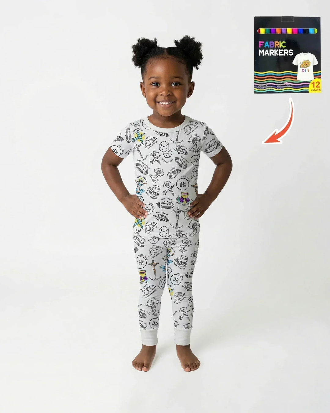 Easter Story Colorable Bamboo Two Piece Short Sleeve Pajama Set
