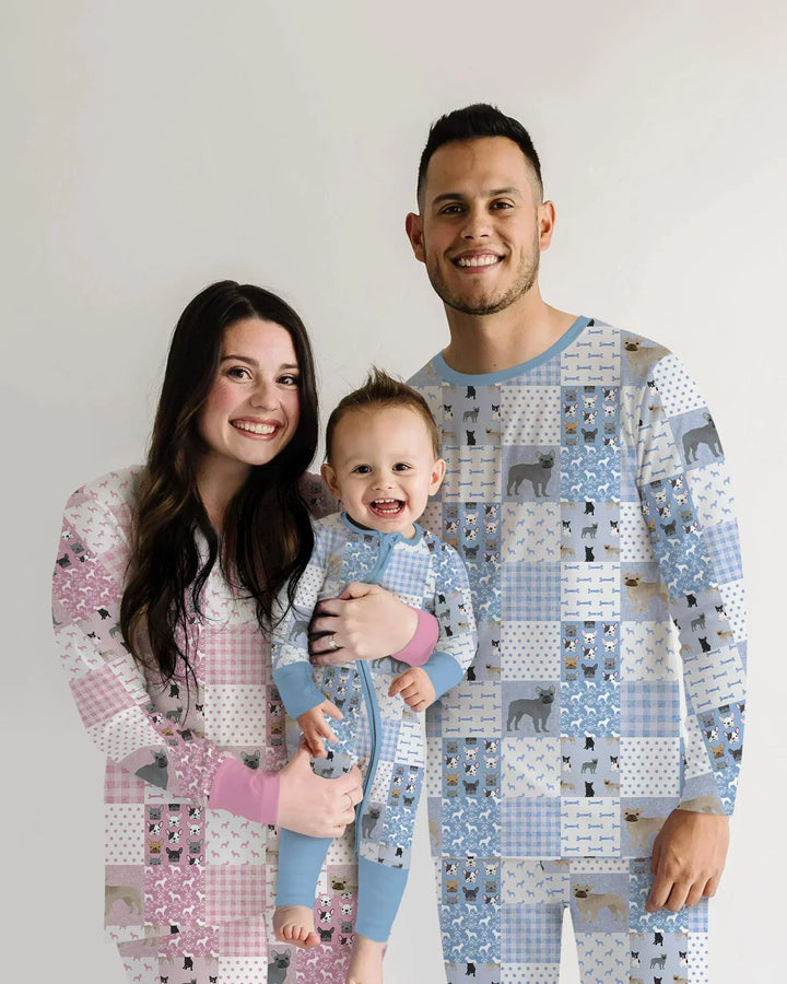 Frenchies Patchwork Family Matching Bamboo Men's Pajama Set