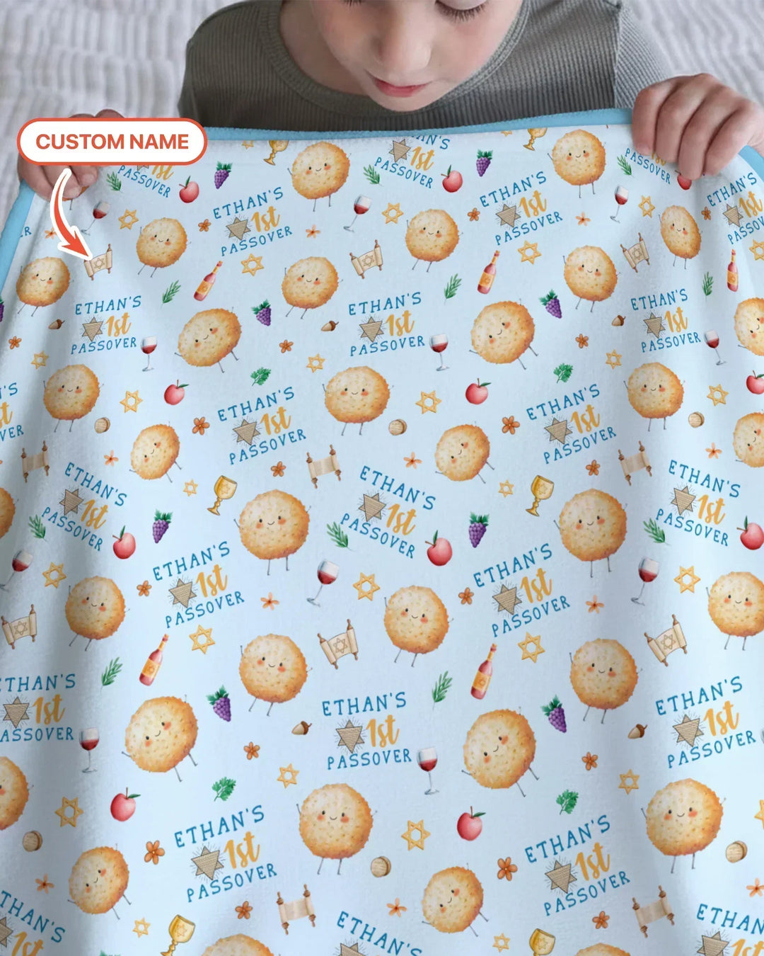 Custom Name 1st Passover Bamboo Blanket