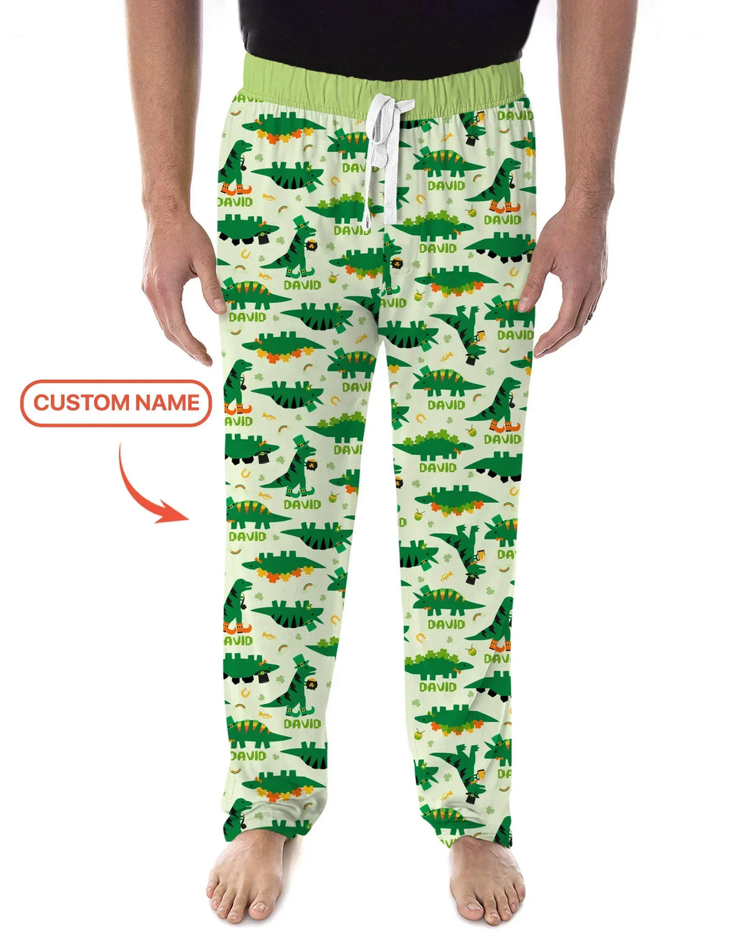 St. Patrick's Day Dinosaurs Custom Bamboo Men's Pajama Set