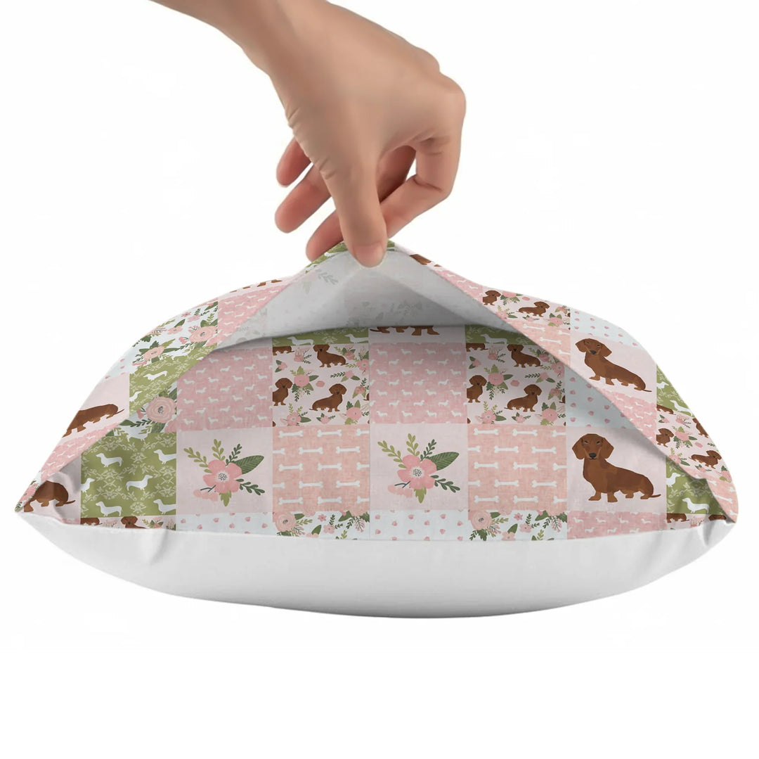 Floral Dachshund Grace Bamboo Pillow Case