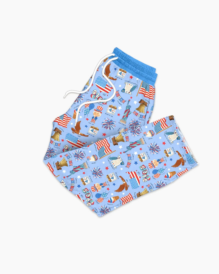 Hand Drawn Patriotic Iconic Bamboo Men's Pajama Set