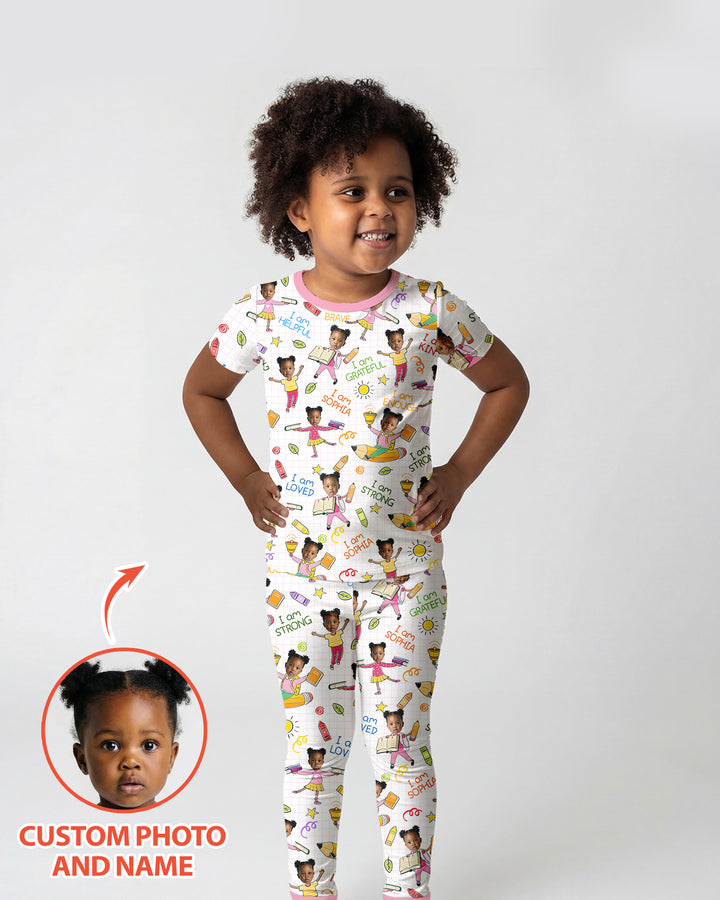 CUSTOM Template Bamboo Two Piece Short Sleeve Pyjamas Set