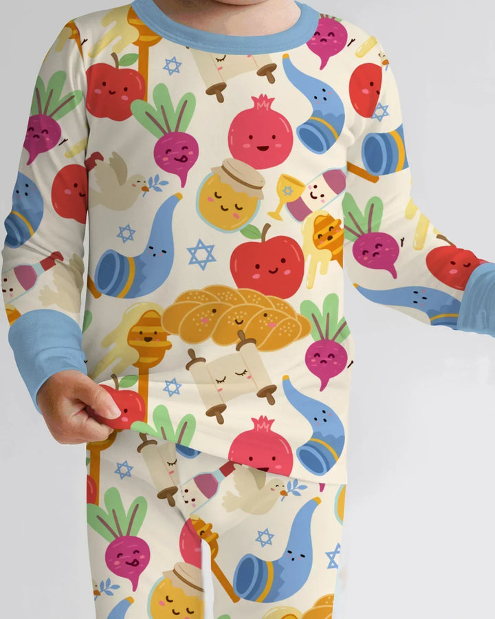 Shana Tova Rosh Hashanah Bamboo Two Piece Long Sleeve Pajama Set