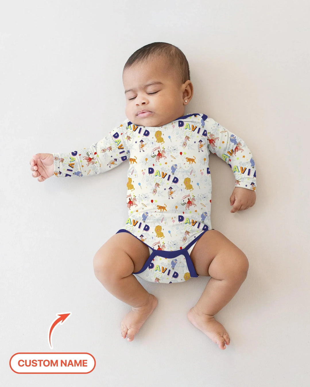 Custom Name Circus Toile Bamboo Bodysuit