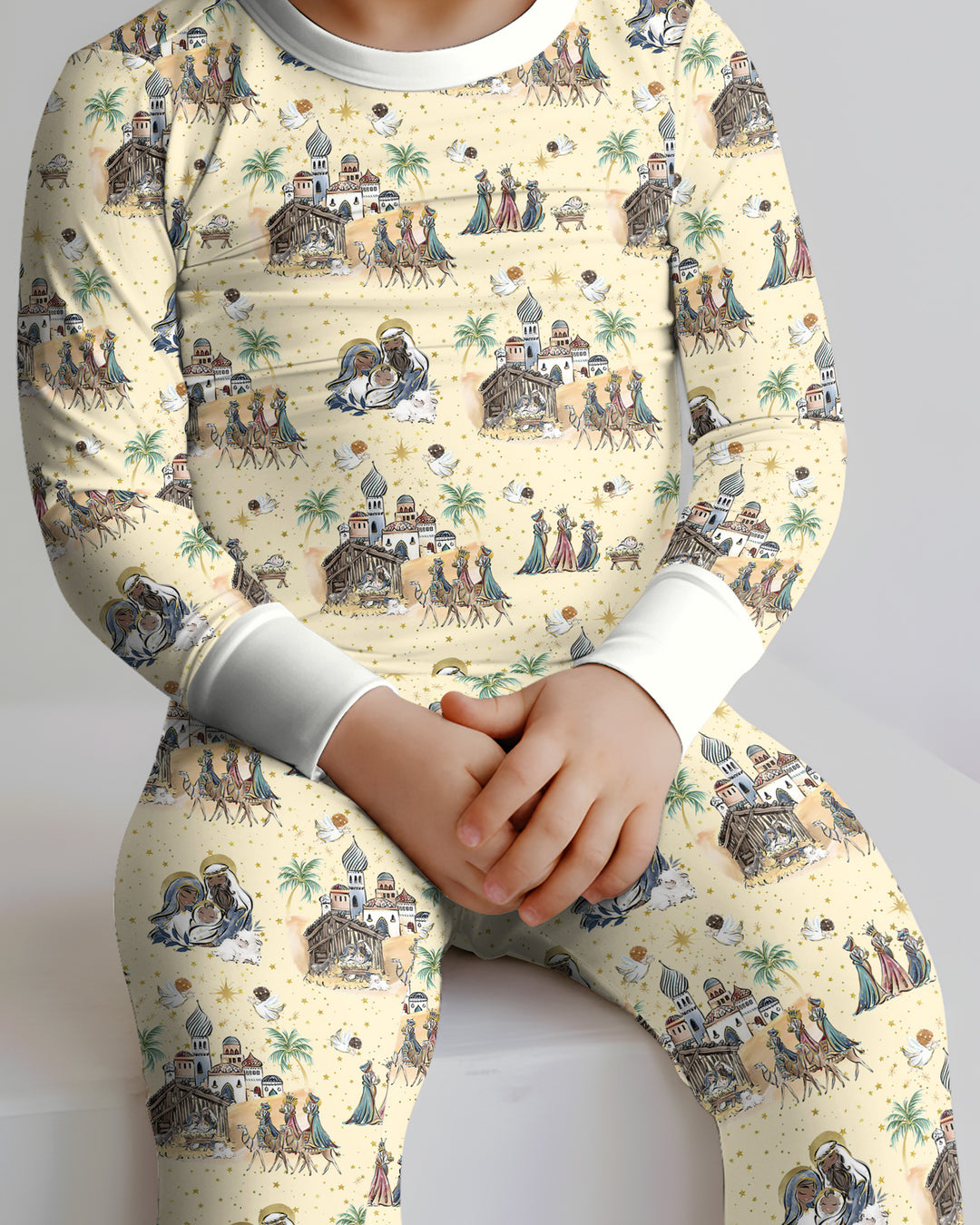 Nativity Christmas Family Matching Family Bamboo Two Piece Long Sleeve Pajama Set