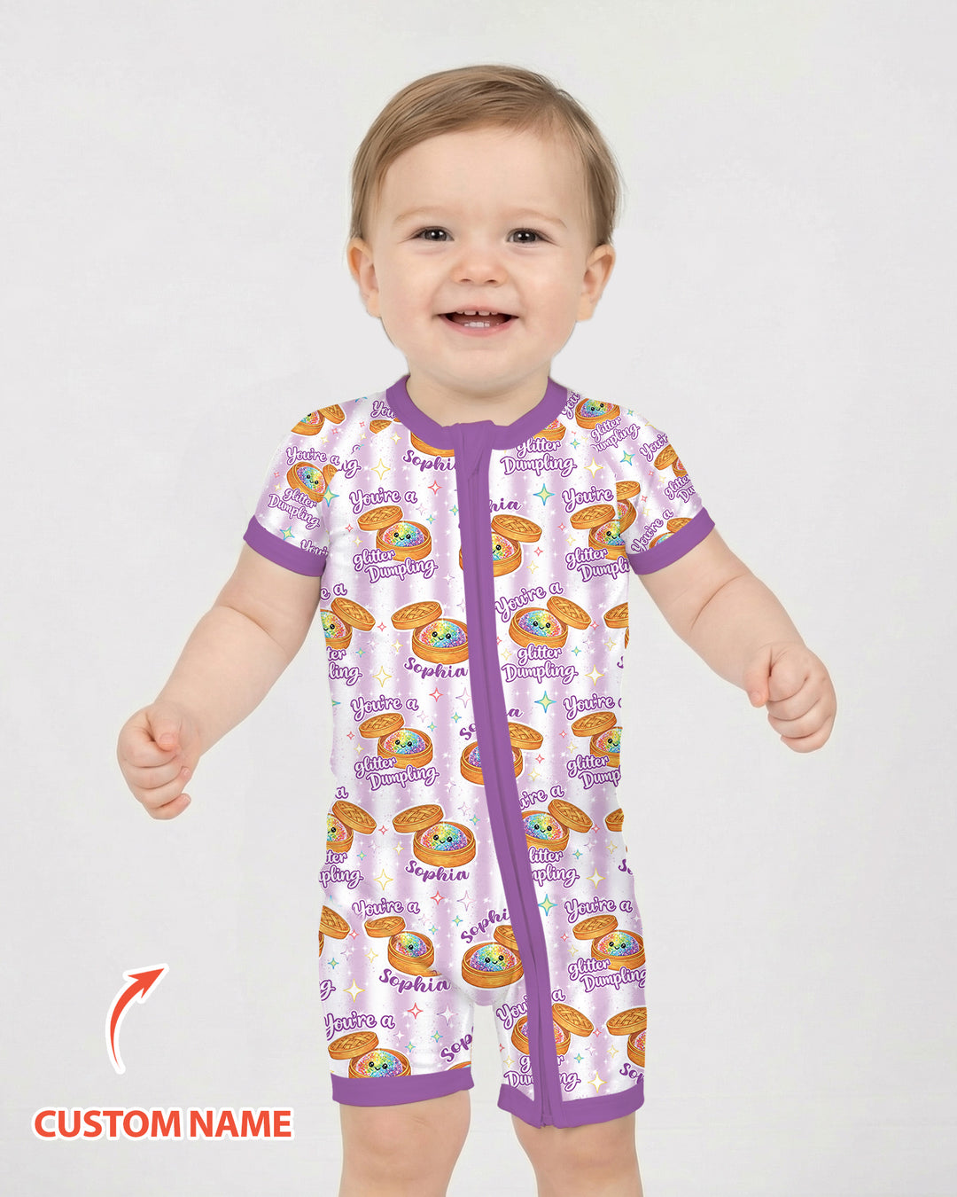 Personalized You're Glitter Dumpling Bamboo Shorty Zippy