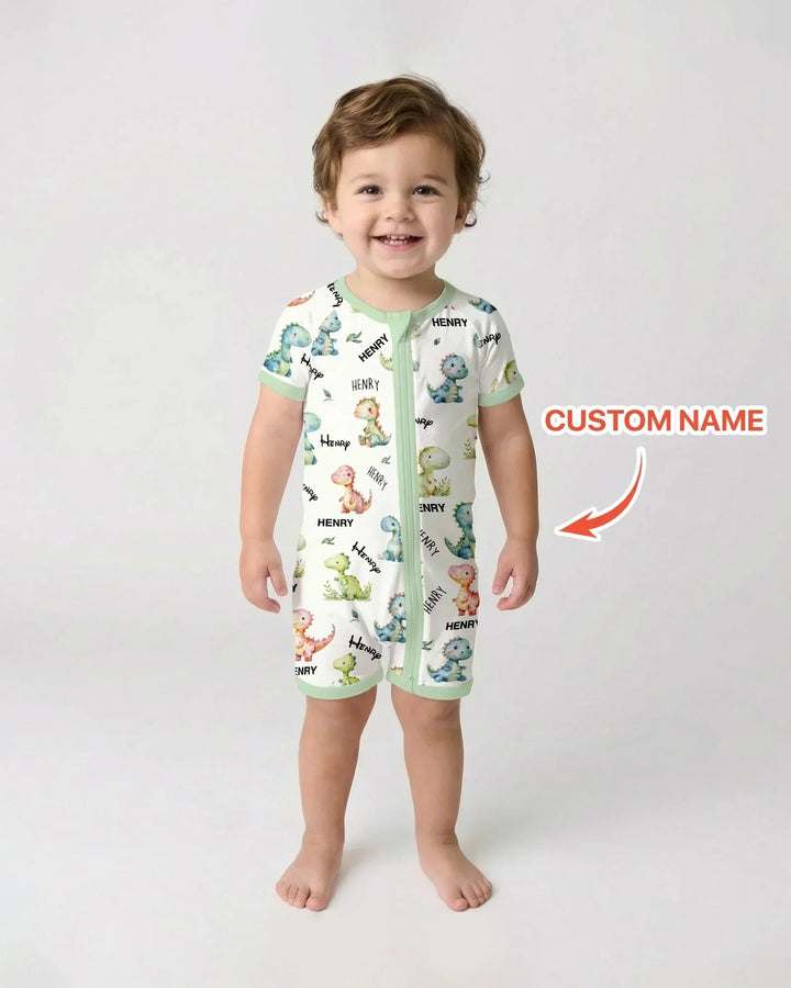Dinosaur Custom Name Bamboo Shorty Zippy