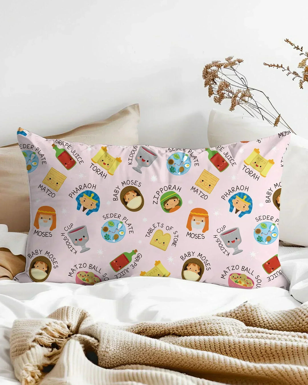 Cute Passover Characters Bamboo Pillow Case