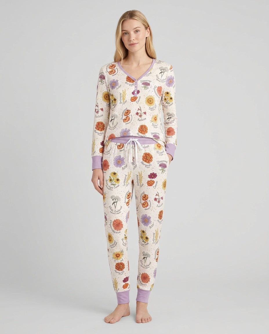 Autumn Blooms of North America Bamboo Women Pajama Set