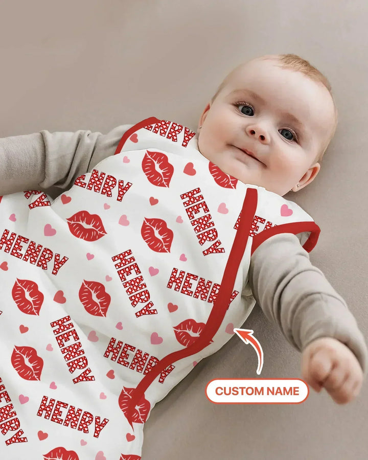 Custom Name Valentine Kiss Bamboo Sleep Bag