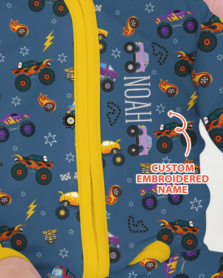 Custom Name Embroidered Crazy Truck Bamboo Convertible Zippy
