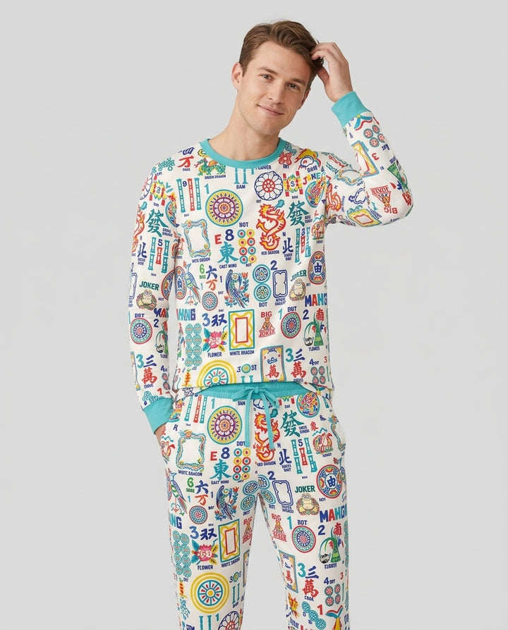 Mahjong Time Family Matching Bamboo Men's Pajama Set