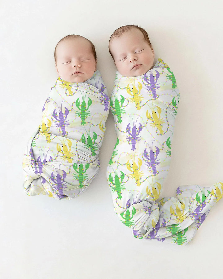 Mardi Gras Crawfish Family Matching Bamboo Swaddle Blanket