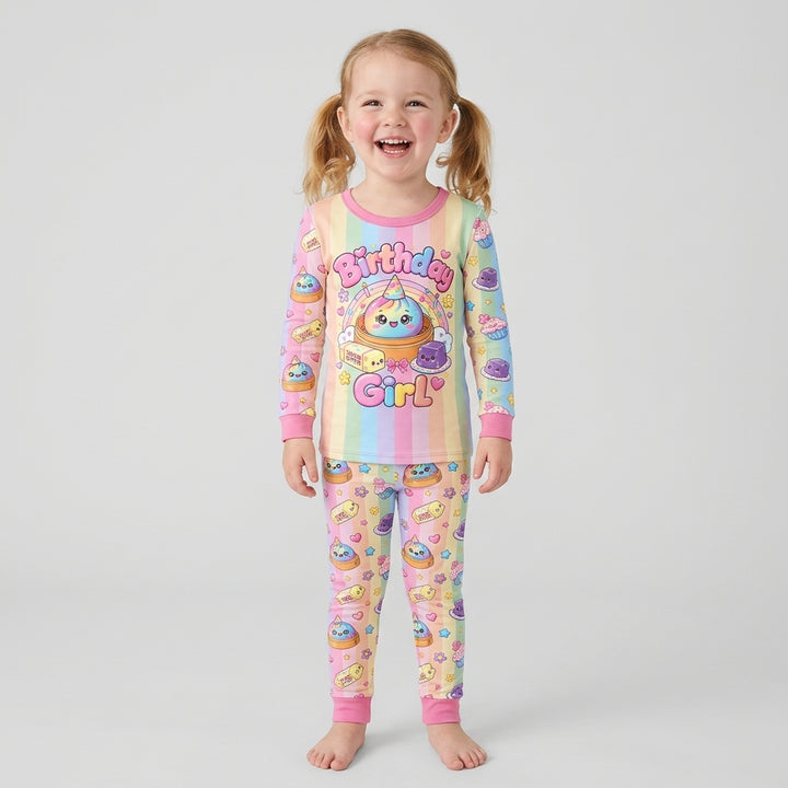 Personalized Squishy Party Birthday Girl Bamboo Two Piece Long Sleeve Pajama Set
