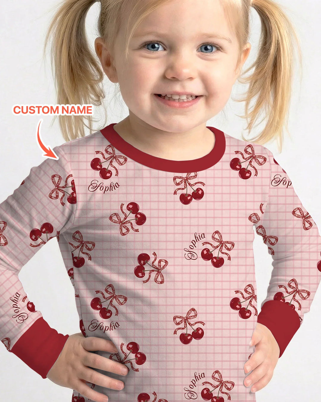 Cherry Mom and Me Bamboo Two Piece Long Sleeve Pajama Set