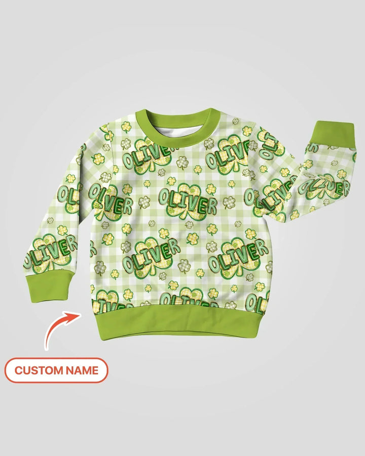 Lucky Shamrock Custom Name Bamboo Crewneck Sweatshirt