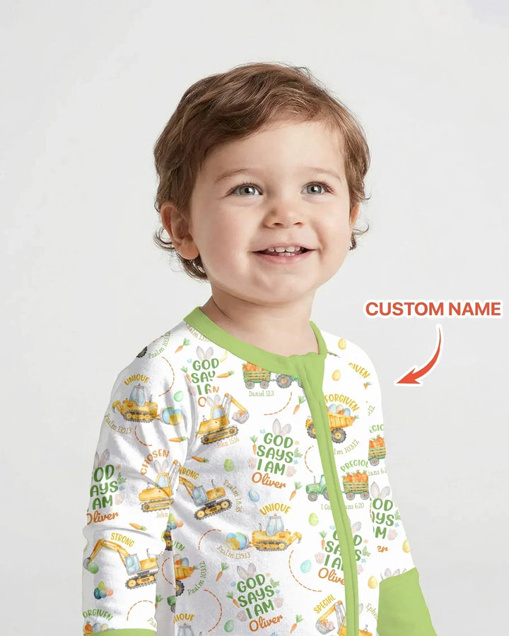 Happy Easter God Says I Am Custom Name Bamboo Convertible Zippy