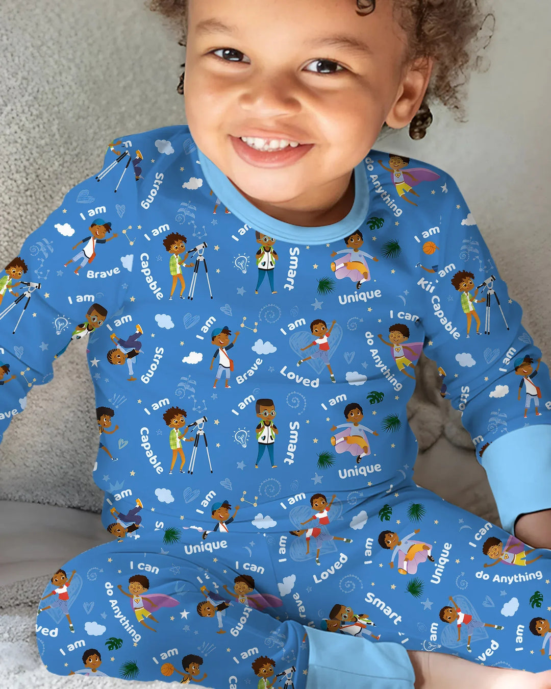 Black Boys I Am Smart Bamboo Two Piece Long Sleeve Pajama Set